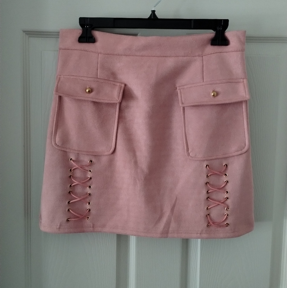 Vestidos Pink Faux Suede Mini Skirt Size L